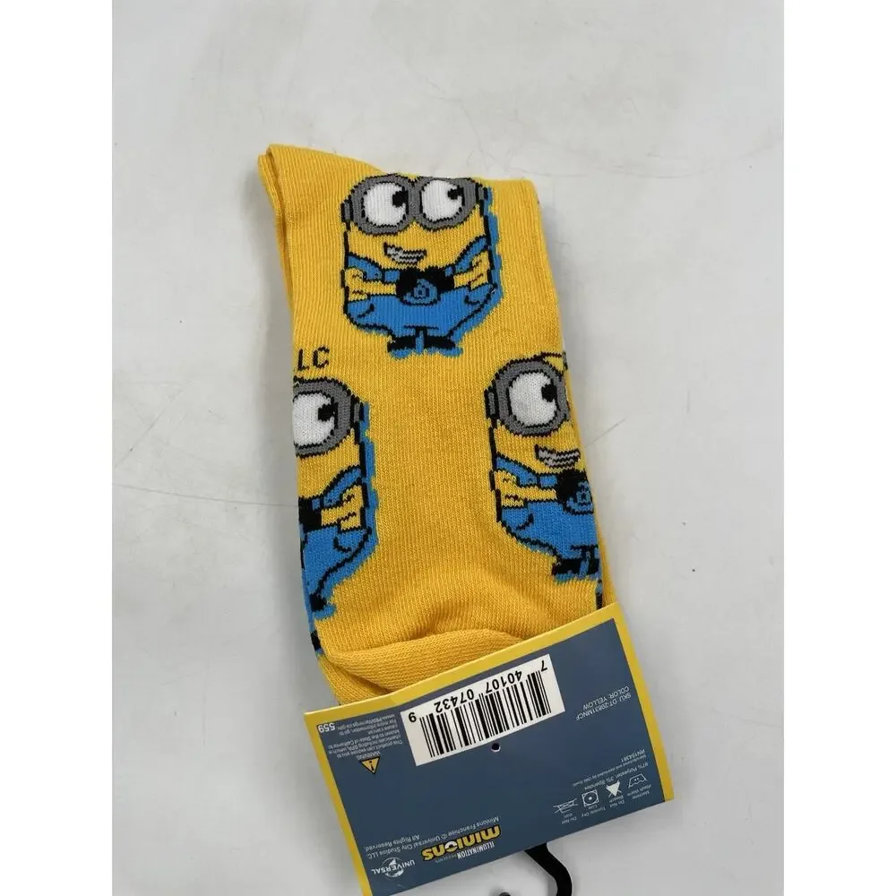Minions Novelty Crew Socks Men's Shoe Size 6-12